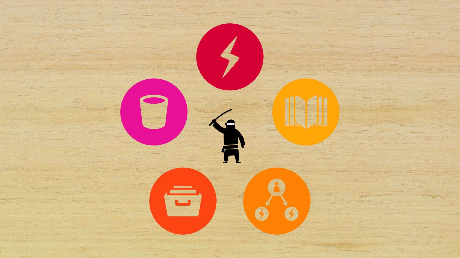 Black and white graphic of a samurai surrounded by colorful productivity and system icons, introducing Video 2: 'Think and Organise Like a Ninja' from Spacemakers' Email Ninja Training on email management