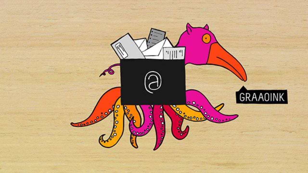Colorful sketch of an imaginary animal merged with email icons, introducing Spacemakers' Email Ninja Training Video 1 on email management and productivity strategies