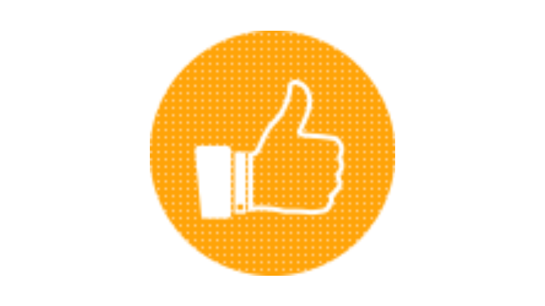 Yellow circle icon with a white thumbs-up, symbolizing increased control over email management in Spacemakers' Email Ninja Training course